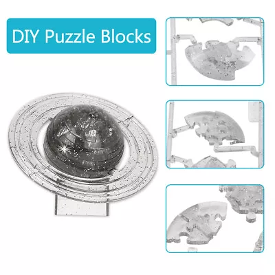 3D Crystal Blocks Translucent DIY Puzzle Blocks SaturnShaped Toy Grey IDM • £10.80