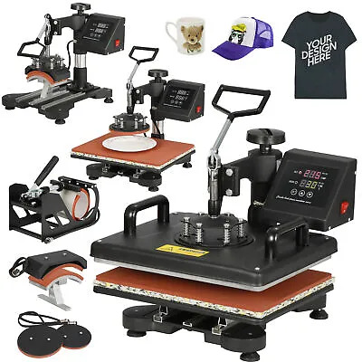 Combo Kit Sublimation Swing Away 5 In 1 Heat Press Machine For T-Shirts 12 X15  • $205.58