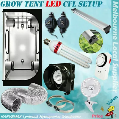 Hydroponics 4  Fan Ventilation Kit Grow Tent Setup LED CFL Dual Grow Light Combo • $147