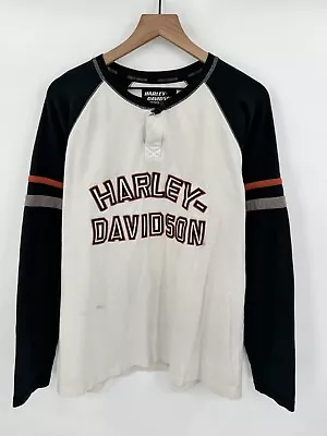 Harley Davidson Men's Large Henley Racing Performance Shirt Embroidered • $16.99