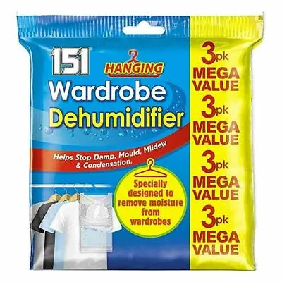 Wardrobe Dehumidifier Interior Mould Mildew Stop Damp Moisture Condensation 3pcs • £7.72