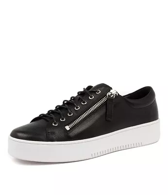 Django & Juliette Size 39/8 Laila-DJ Leather Platform Sneaker Black Shoes   • $65