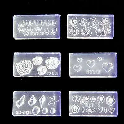 6Pcs 3D Stereo Mini Flower Carving Mold Nail Art Mould Template Silicone Mold • $3.82