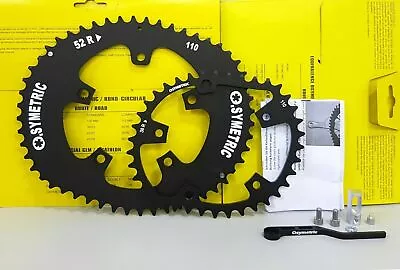 Osymetric Aluminum BCD 110mm 5 Bolt 52T+38T Chainring Set Noir/Black For Campagn • $239.80