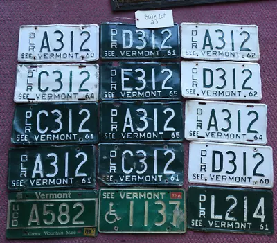 Vermont Used Car Dealer License Plate Vintage Set Collection Bulk 9.99 312 LOT23 • $9.99