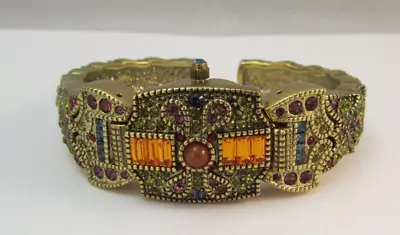 HEIDI DAUS Multicolor Crystals Hidden Watch Cuff Bracelet • $49.99