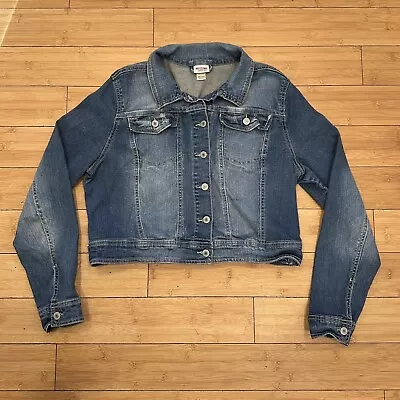 Mossimo Cropped Denim Jean Jacket Long Sleeve Button Down Women’s Size XXL Coat • $20.95