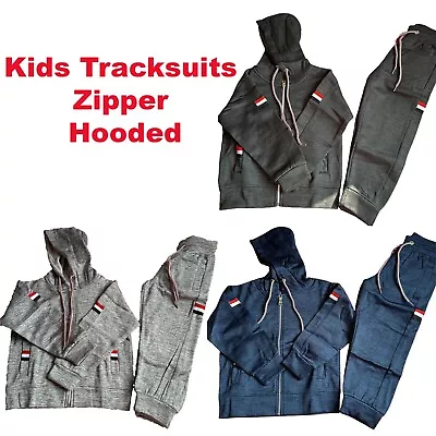Boys Girls Tracksuits Zipper Hooded Jogging Suit Top Bottom • £15.99