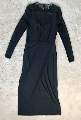 Long Tall Sally Dress Women 14 Black Sheath Gown Long Sheer Sleeves Side Zipper • $27.99