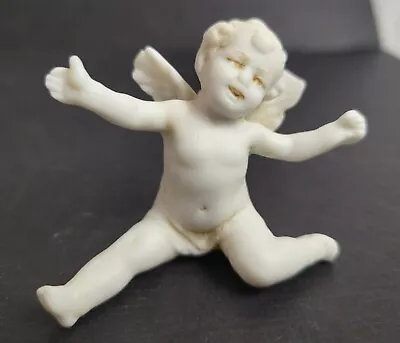 Vintage German Germany Bisque White Cherub Angel Sitting Arms Open Marked RARE • $19.99