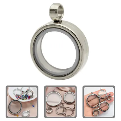  Stainless Steel Miss Crystal Floating Charm Memory Locket Necklace • £6.35