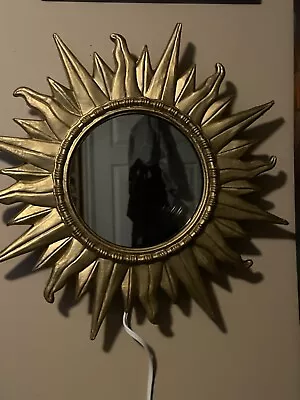 Vintage Rare Mid Century Modern Gold Luxe Sunburst Sun Star Infinity Mirror Lamp • $600