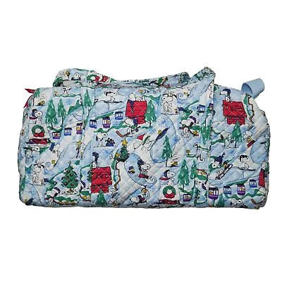 Peanuts X Vera Bradley Ski Slope Snoopy Large Quilted Duffel Bag Weekender Snow • $196