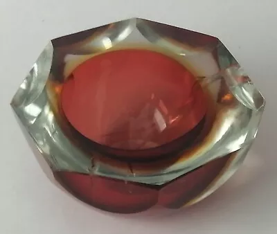 Mandruzzato Vintage Murano Sommerso Faceted Glass Bowl • £0.99