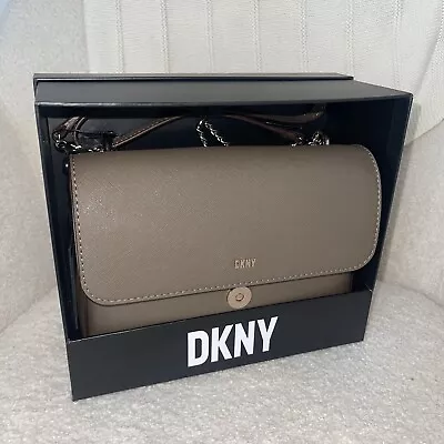 DKNY Sina Truffle Leather Crossbody Shoulder Bag BNWT Presentation Box • £60