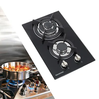 Kitchen Gas Stove LPG Gas 2 Burner Hob Glass Cooktop Camper Van Camping Cooker • £99.95