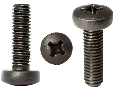 Black Zinc Flake Phillips Pan Head Machine Screws Metric Steel Fully Threaded • £3.49