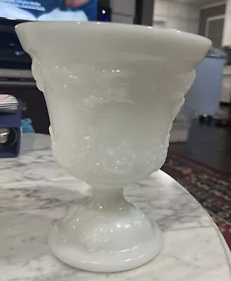 Vintage E O BRODY Milk Glass Footed VASE COMPOTE #M4300 Planter Urn 7”x5.75”x4” • $25