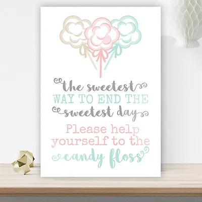 Candy Floss Table Sign For Wedding Party Cart Business BUY 2 GET 1 FREE (VVV) • £4.40