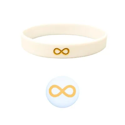 £5.49 • Buy Autistic Gold Infinity Wristband  Autism Pin Badge Button Bracelet ASD Gift