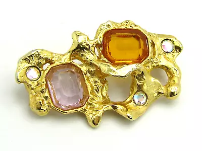 Vintage St. John Rhinestone Nugget Brooch / Pin 1980s 2  X 1  Modernist • $59.95