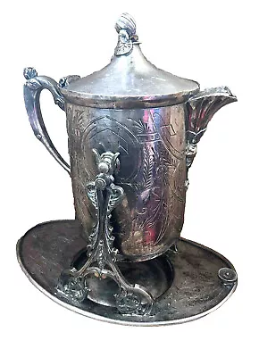 Antique Middletown Plate Co. Aesthetic Movement Silver Plated Tilt Water Pitcher • $299