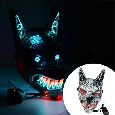 £11.79 • Buy LED Light Up Face Mask Roleplay Dress Up Props Festival Halloween Wolf Mask Hot