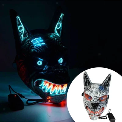 £11.79 • Buy LED Light Up Face Mask Roleplay Dress Up Props Festival Halloween Wolf Mask Hot