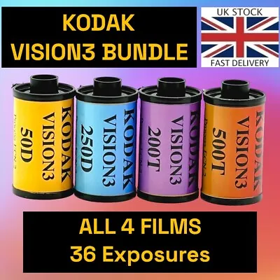 £26.75 • Buy Kodak Vision3 Bundle 4x 35mm, Fresh Stock, 36 Exposures, Professionally Loaded