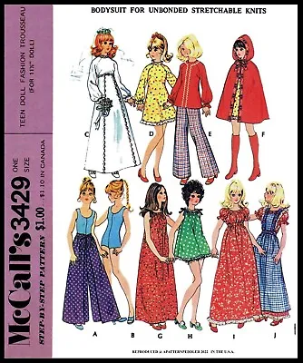 McCall's 3429 BARBIE Vintage Fashion Doll Fabric Sewing Pattern Gina Babs Tammy • $5.99