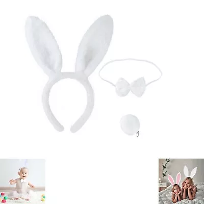 3PCS Kids Adult Rabbit Bunny Ears Headband Bow Ties Tail Set Party • £5.75