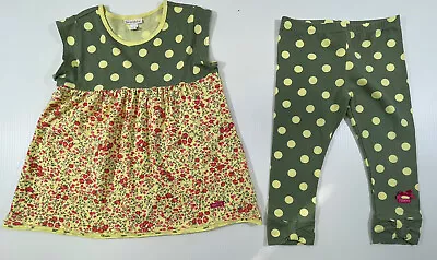 Naartjie Girl’s Green Polka Dot Floral Cotton Tunic Leggings 2Pc Set Size 7 • $19.54