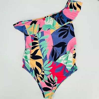 Motherhood Maternity Maternity Swimsuit Size L Ruffle Front One Shoulder • $21