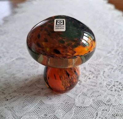 Vintage Mdina Art Glass Paperweight Mushroom Shape Signed Collectable Gift VGC • £14.99