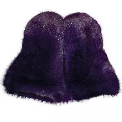 Glacier Wear Blue Fox Fur Dyed Purple Gauntlet Mittens Mts1071 • $453.95