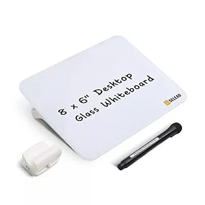 SELEAD Desktop White Board Dry Erase 8  X 6  Small Glass Whiteboard Travel Ea... • $24.98