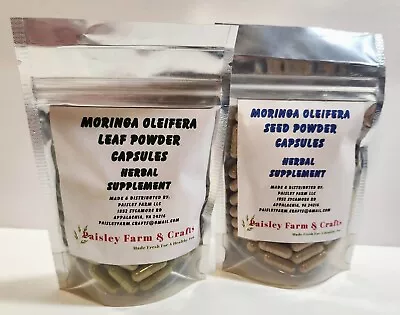 Moringa Leaf Powder Capsules & Moringa Seed Powder Capsules - Value Packs! • $23.20