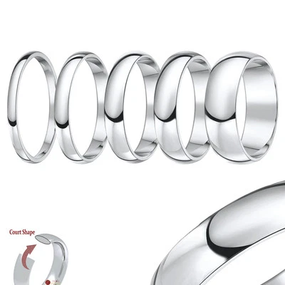6mm 925 Sterling Silver Court Wedding Ring – UK Hallmarked, Solid Band, Sizes P-Z1