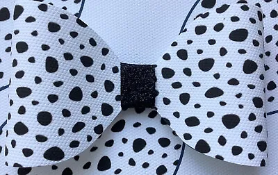  Dalmatian Print   4 Inch Printed Canvas Fabric Bow Loops To Make Hair Bows • £1.65