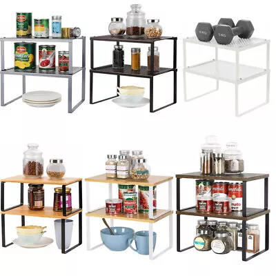 Set Of 2 Metal Kitchen Cabinet Counter Shelf Organizer Stackable Expandable • $21.99