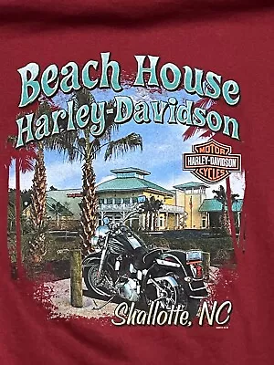 Harley Davidson Hoodie Mens 2XL XXL Red Shallotte NC Big Print Motorcycle Biker • $28.88