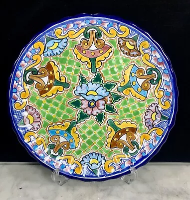 Vtg Mexican Talavera Folk Art Hand Painted Pottery Signed Wall Hanging Plate • $26