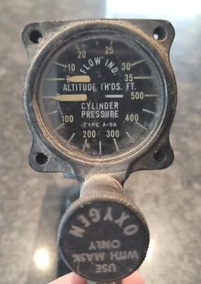 Bendix Aviation A9A Oxygen Regulator Gauge 1965 For Parts • $198