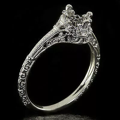 Engagement Ring Setting Vintage Style Filigree Round Cushion Solitaire 14k Gold • $225