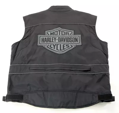 Harley Davidson Mens Vest 2XL Black Orange His Vis Reflective Reversible Zip Bar • $129