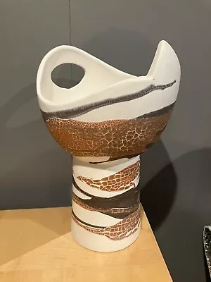 Haeger Art Pottery Vase Earth Wrap Orange And Brown Cream 12  MCM Style As Is* • $56