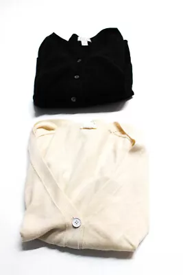 Malika J Crew Womens Cashmere Cardigan Sweaters Black Size Medium Small Lot 2 • $42.69