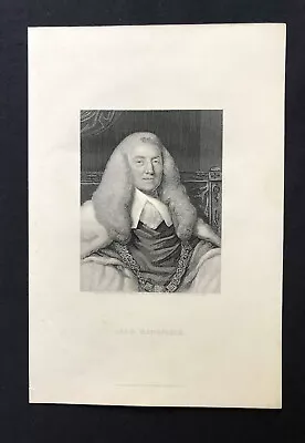 Steel Engraving Lord Mansfield British Politician And Barrister Lawyer 1880 • $10