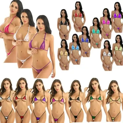 Sexy Womens Micro Mini Thong Bra Bikini Set Swimwear G-string Underwear Swimsuit • £5.58