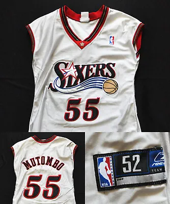 Dikembe Mutombo Sixers Reebok Jersey Authentic Sewn NBA Men 52 *Tailored To S* • $99.99